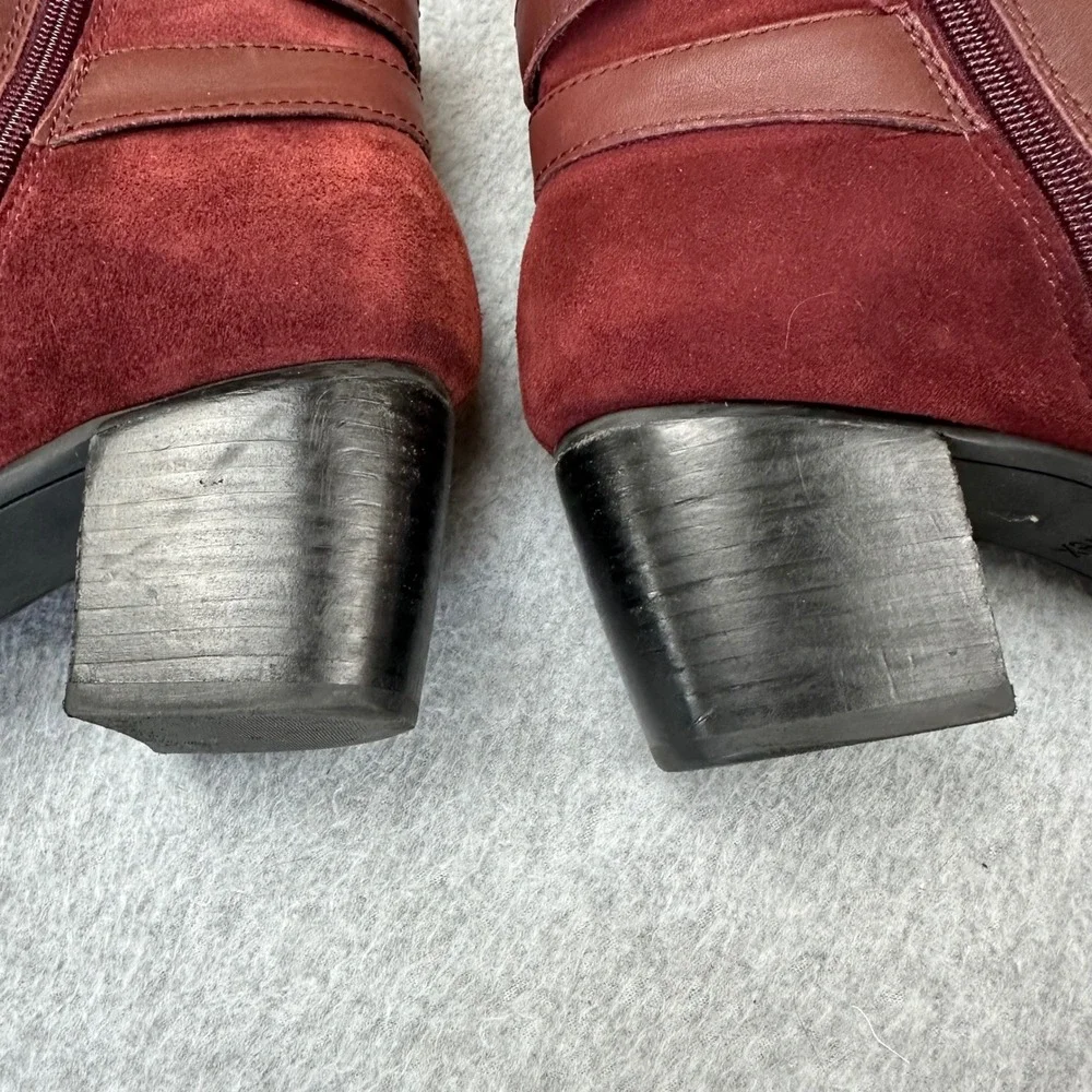 Aetrex Rebecca AH409W Burgundy Leather Suede Ankle Boots Arch Support US 8.5